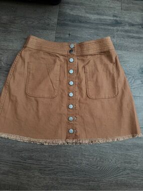Madewell Button-Front Mini Skirt in Tan
